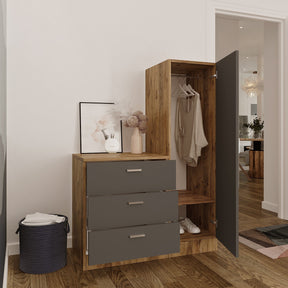 Dulap CC6-AA, stejar/gri, PAL, 100x45x140 cm
