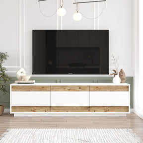 Comoda TV FR4-AW, alb/stejar, PAL, 180x45x49 cm