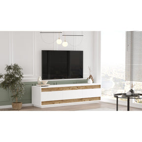Comoda TV FR4-AW, alb/stejar, PAL, 180x45x49 cm