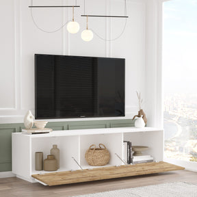 Comoda TV FR4-AW, alb/stejar, PAL, 180x45x49 cm