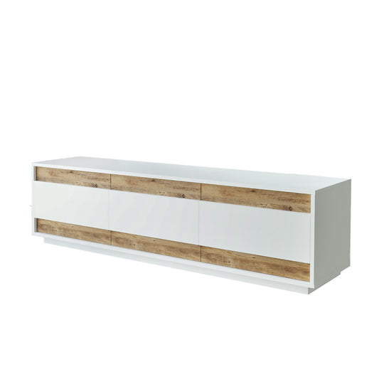 Comoda TV FR4-AW, alb/stejar, PAL, 180x45x49 cm