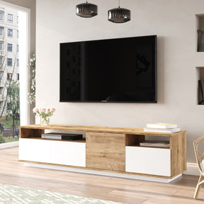 Comoda TV FR5 - AW, din PAL melaminat, alb/stejar, 180x45x45 cm