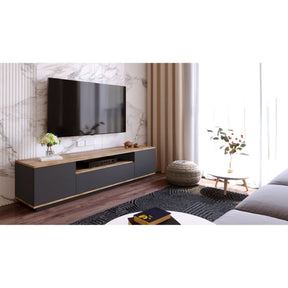 Comoda TV FR7 - AA, din PAL melaminat, gri antracit, 180x45x45 cm