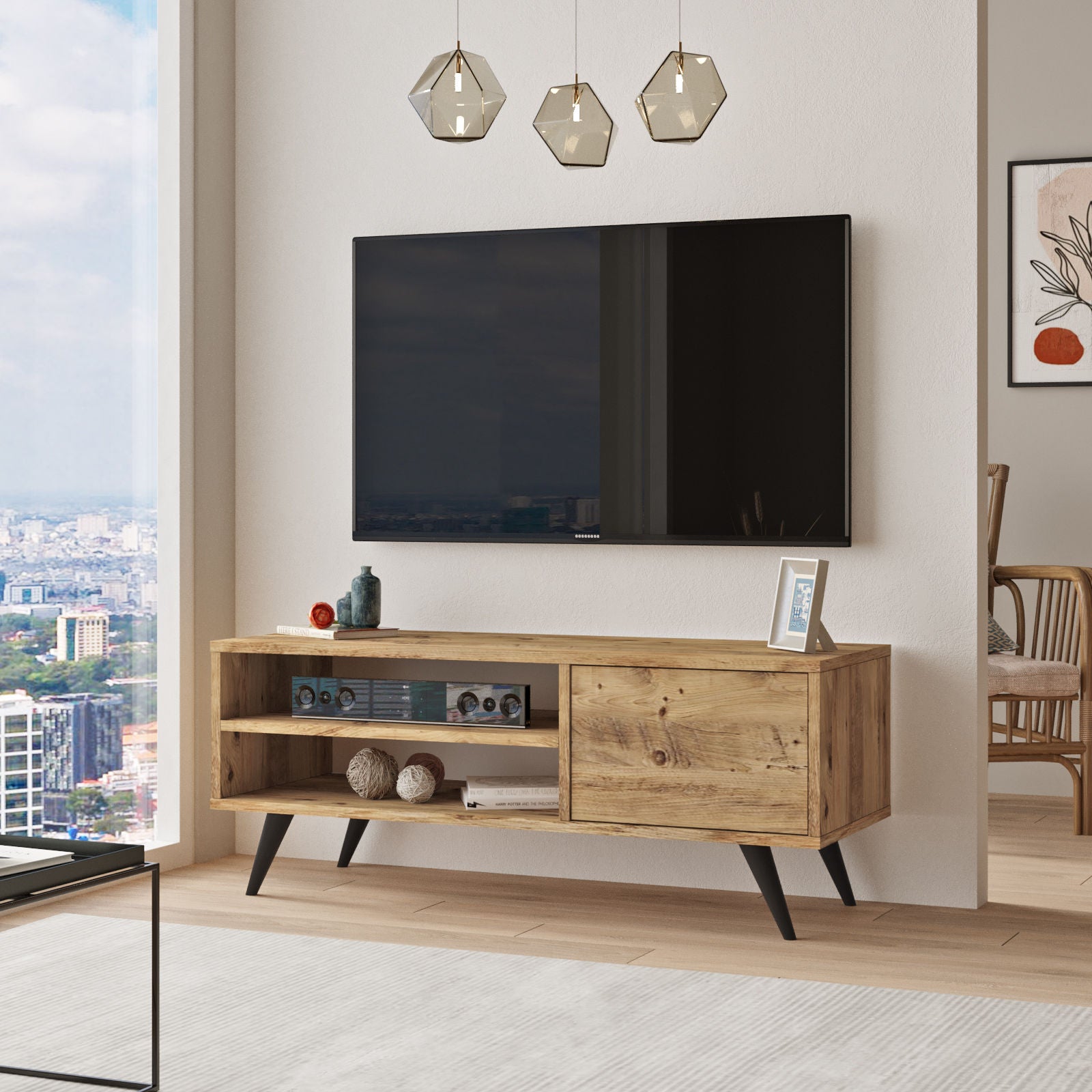 Comoda TV CD1-A, stejar, PAL, 110x40x44 cm