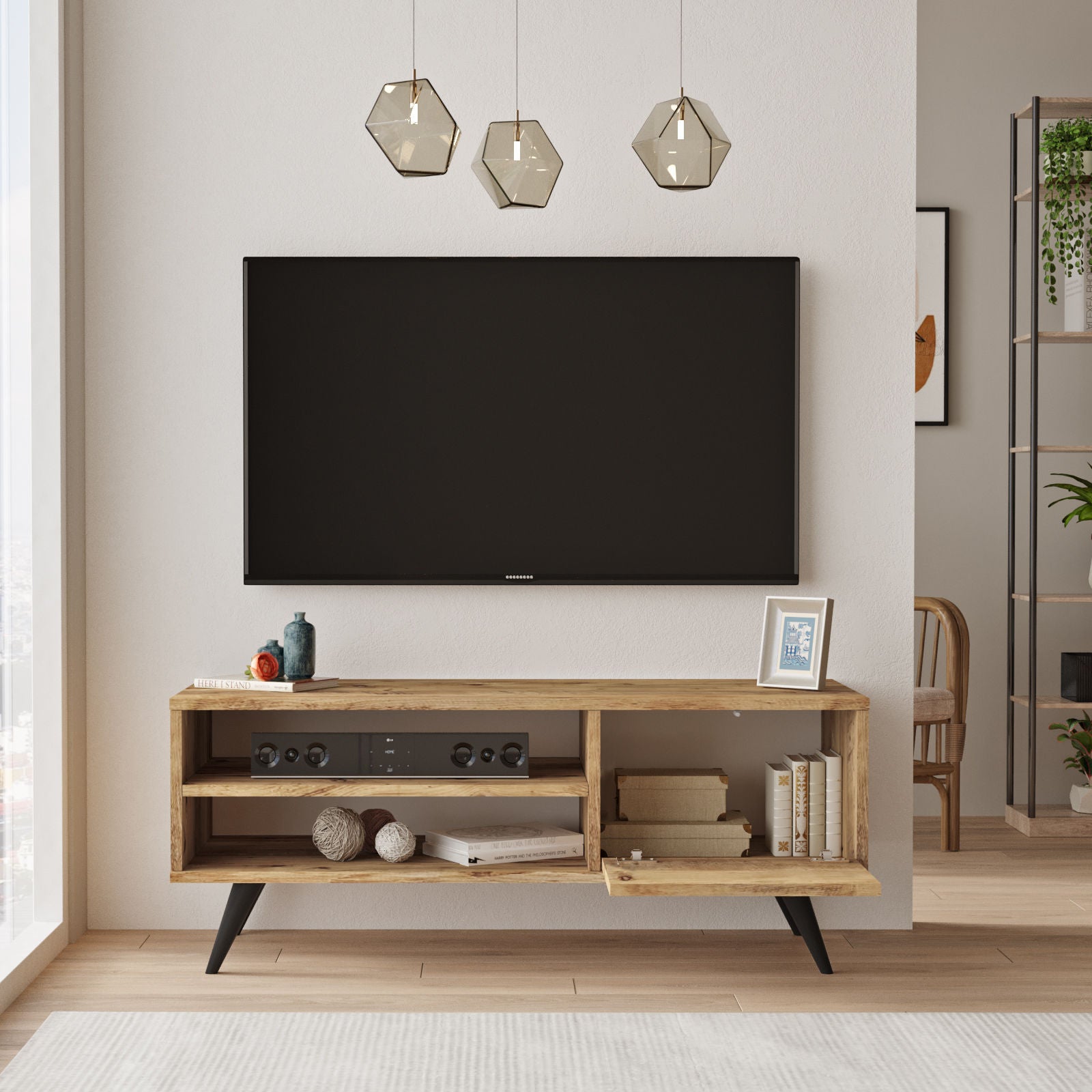 Comoda TV CD1-A, stejar, PAL, 110x40x44 cm