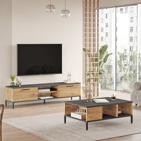 Set masuta cafea si comoda TV RL5-AA, stejar/gri, PAL melaminat