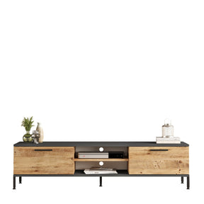 Comoda TV RL1-AA, stejar/gri, PAL melaminat, 160x35x39 cm