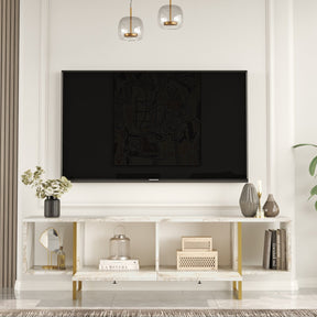 Comoda TV VG30-GE, imprimeu marmura/auriu, PAL melaminat/metal, 160x40x48 cm