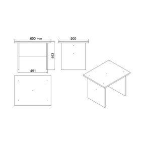 Set mobilier birou VO9 - W, birou, masuta si comoda, alb, PAL melaminat