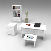 Set mobilier birou VO11 - W, 4 piese, alb, PAL melaminat