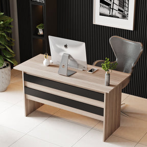 Set mobilier birou VO12 - OB, 4 piese, stejar/negru, PAL melaminat