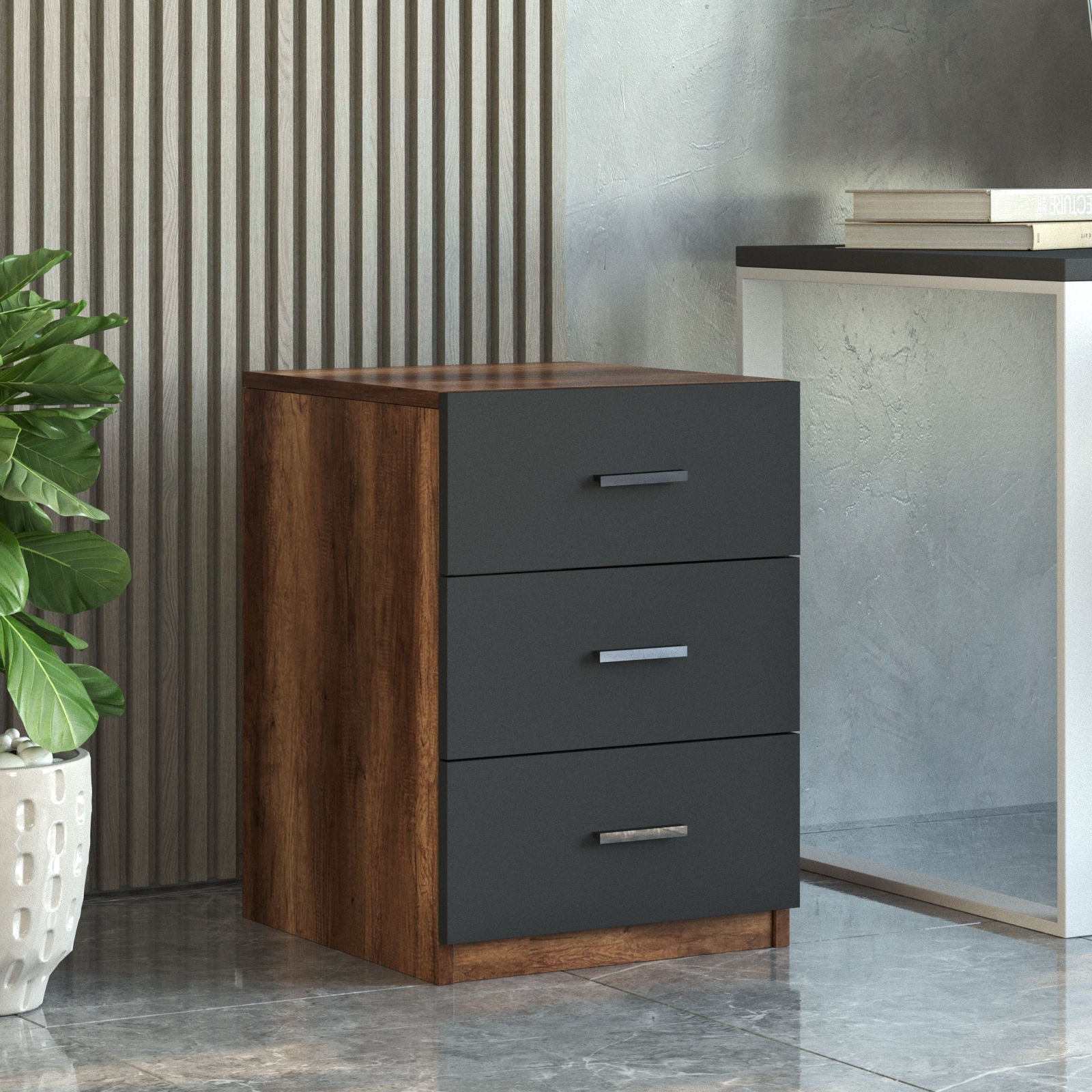 Set de mobilier de birou VO13-BA, antracit, 100% PAL melaminat, 140x74x60 cm