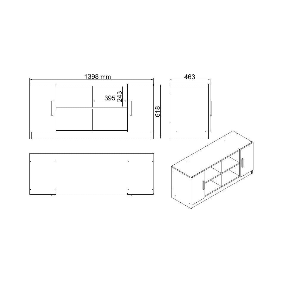 Set de mobilier de birou VO13-BA, antracit, 100% PAL melaminat, 140x74x60 cm