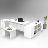 Set mobilier birou VO13 - W, alb, 4 piese, alb, PAL melaminat