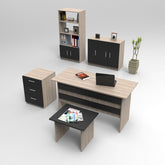 Set mobilier birou VO14 - OB, 5 piese, stejar/negru, PAL melaminat