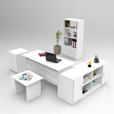 Set mobilier birou VO15 - W, 5 piese, alb, PAL melaminat