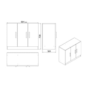 Set dormitor tineret VO16-BA, 100% PAL melaminat, maro/antracit, 140x74x60 cm