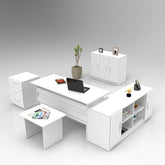 Set mobilier birou VO16 - W, 5 piese, alb, PAL melaminat