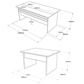 Set mobilier birou VS6 - CGA, birou si masuta, gri/nuc, PAL melaminat