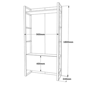 Cuier ML13-A, stejar, PAL/metal, 90x34x180 cm