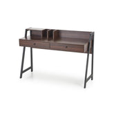 Birou B47 cu 2 sertare si etajera, nuc/negru, 128x48x87 cm