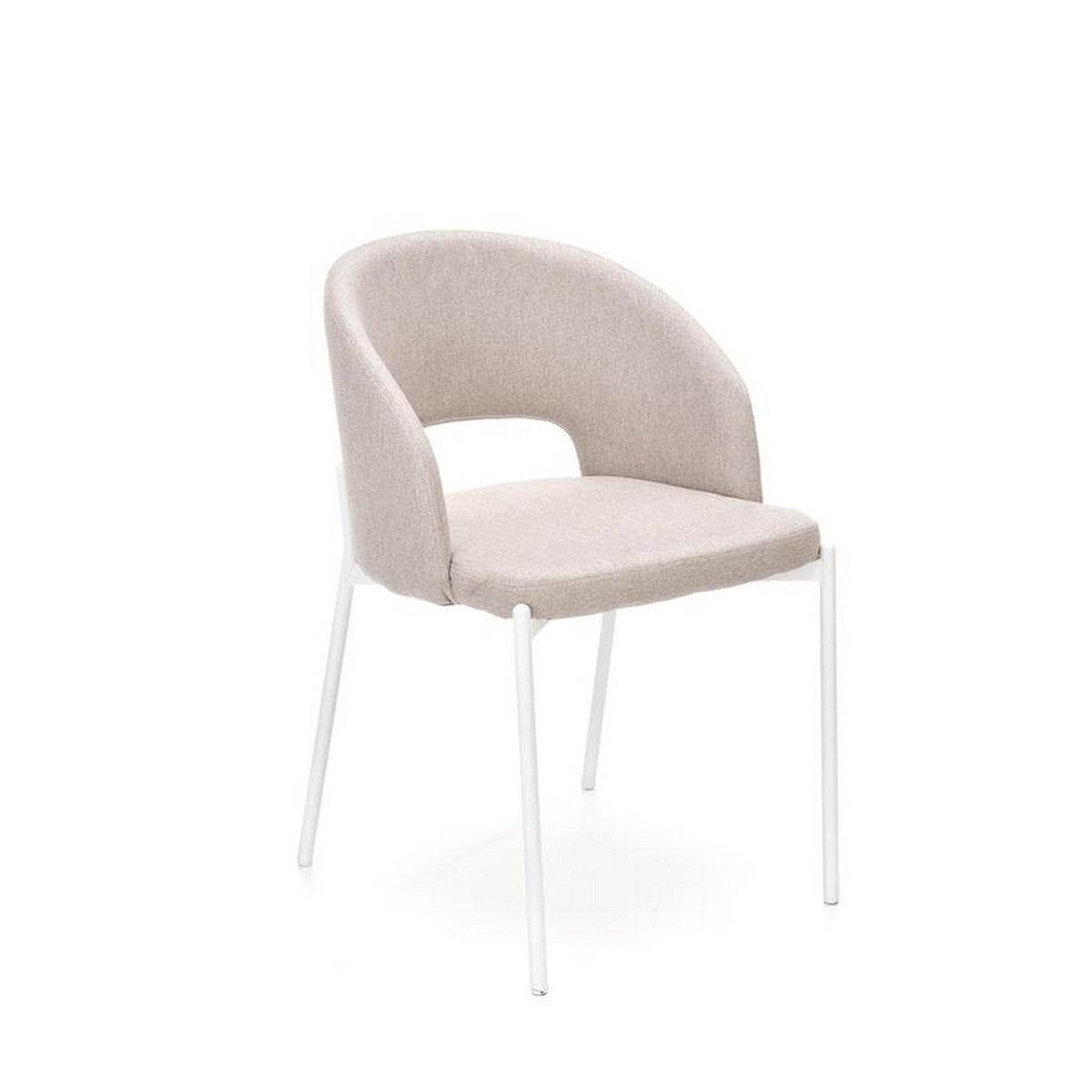 Scaun K486, stofa bej/alb, 51x57x77 cm