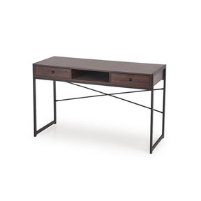 Birou B46 cu 2 sertare, nuc/negru, 123x48x75 cm