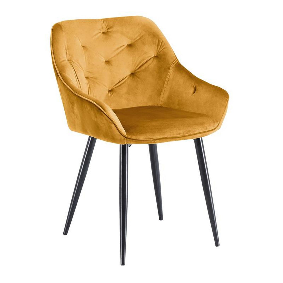 Scaun K487, stofa catifelata galben curry, 56x65x81 cm