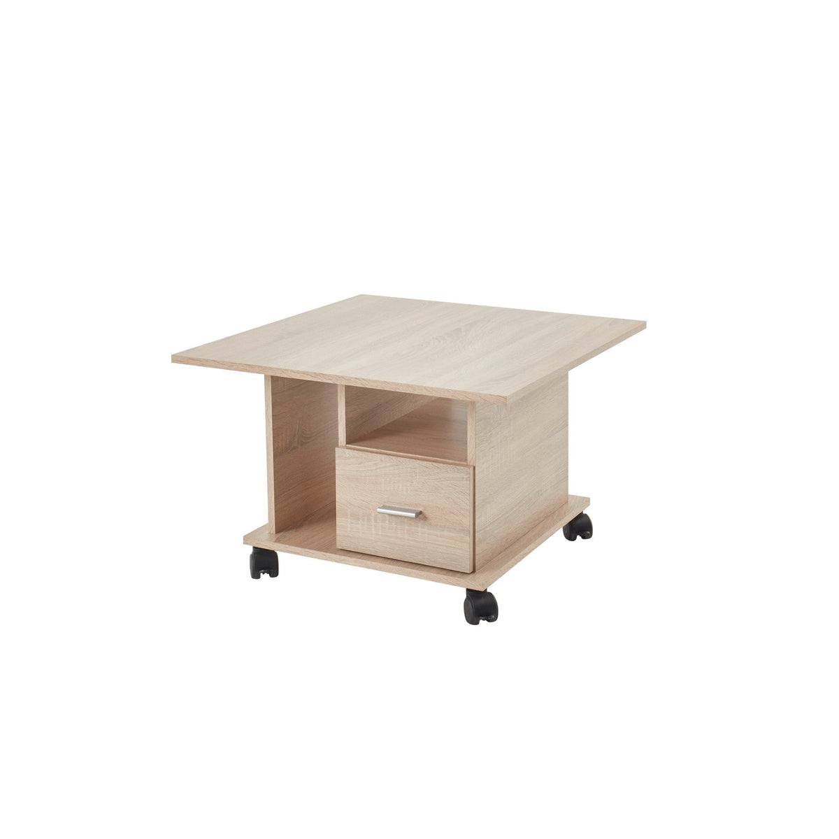 Masuta de cafea ACTIVO1, cu sertar si 2 rafturi depozitare, stejar sonoma, 70X70X45 cm