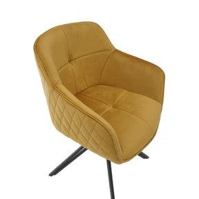 Scaun EMMA, structura metalica din stofa catifelata-auriu, 59x62x50/82 cm