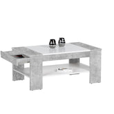 Masuta cafea beton cu alb cu sertar Finley Plus, 100x58x44 cm