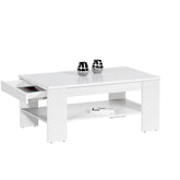 Masuta cafea alba cu sertar Finley Plus, 100x58x44 cm