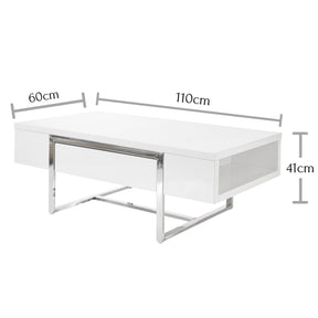 Masuta moderna HAMPTON alba, 110x60x40 cm