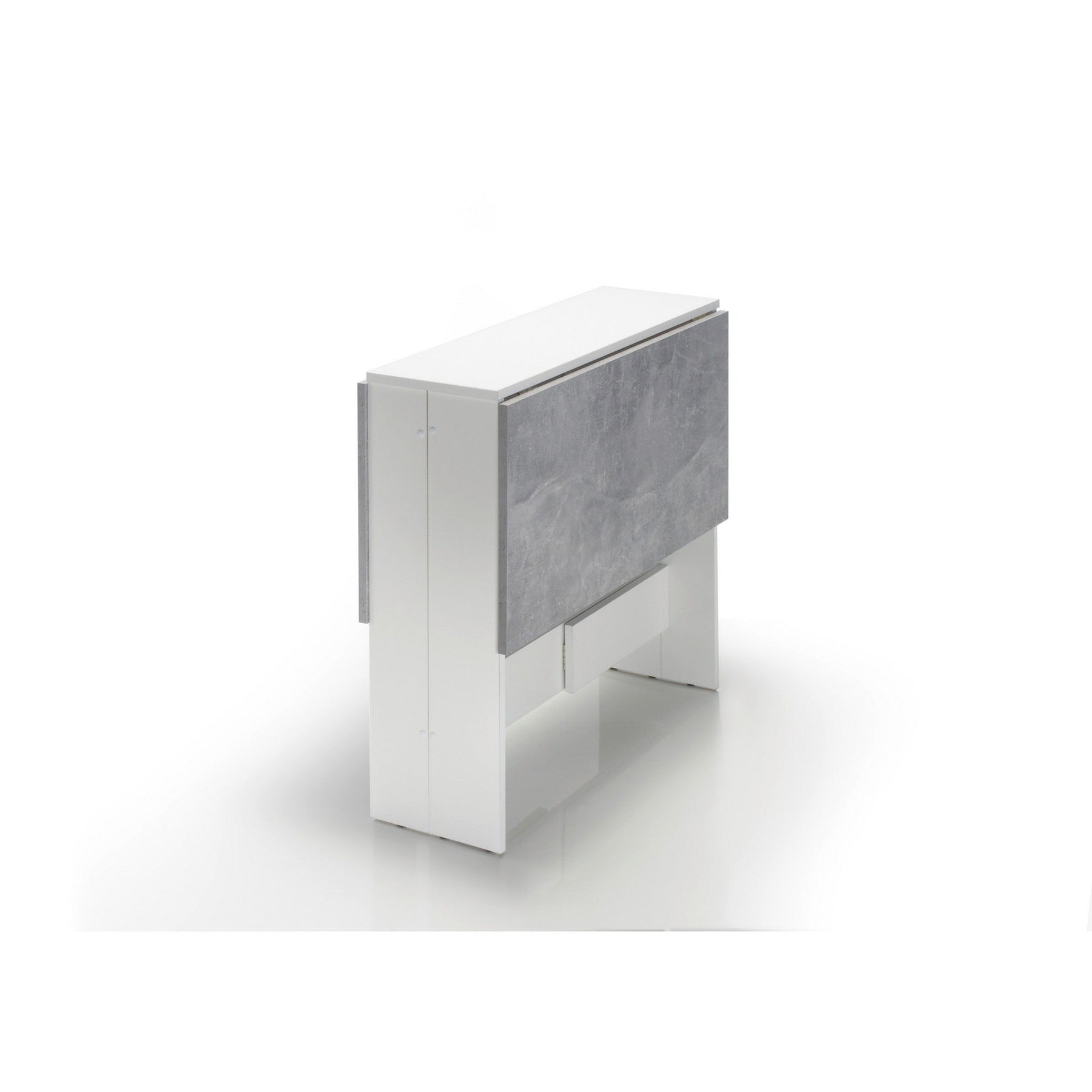 Masa plianta LEANE, alb/gri beton, 104x73,4x76 cm