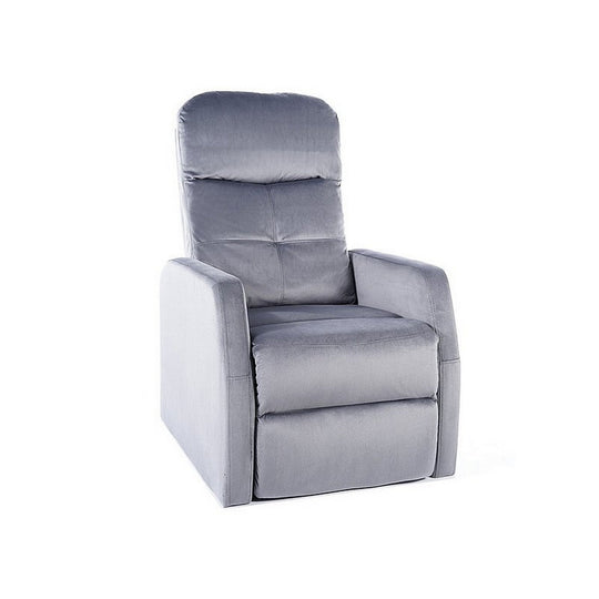 Fotoliu recliner tapitat cu catifea gri ARES, 76-150x63x100 cm