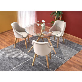 Masa rotunda ASHMORE, transparent/sonoma, 120/77/88 cm