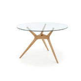 Masa rotunda ASHMORE, transparent/sonoma, 120/77/88 cm