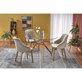 Masa rotunda ASHMORE, transparent/sonoma, 120/77/88 cm