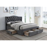 Pat ASPEN II 160x200 catifea gri/stejar BLUVEL 14, cu somiera inclusa