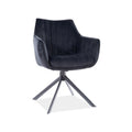 Scaun cu stofa din catifea Azalia, negru, 61x44x86 cm
