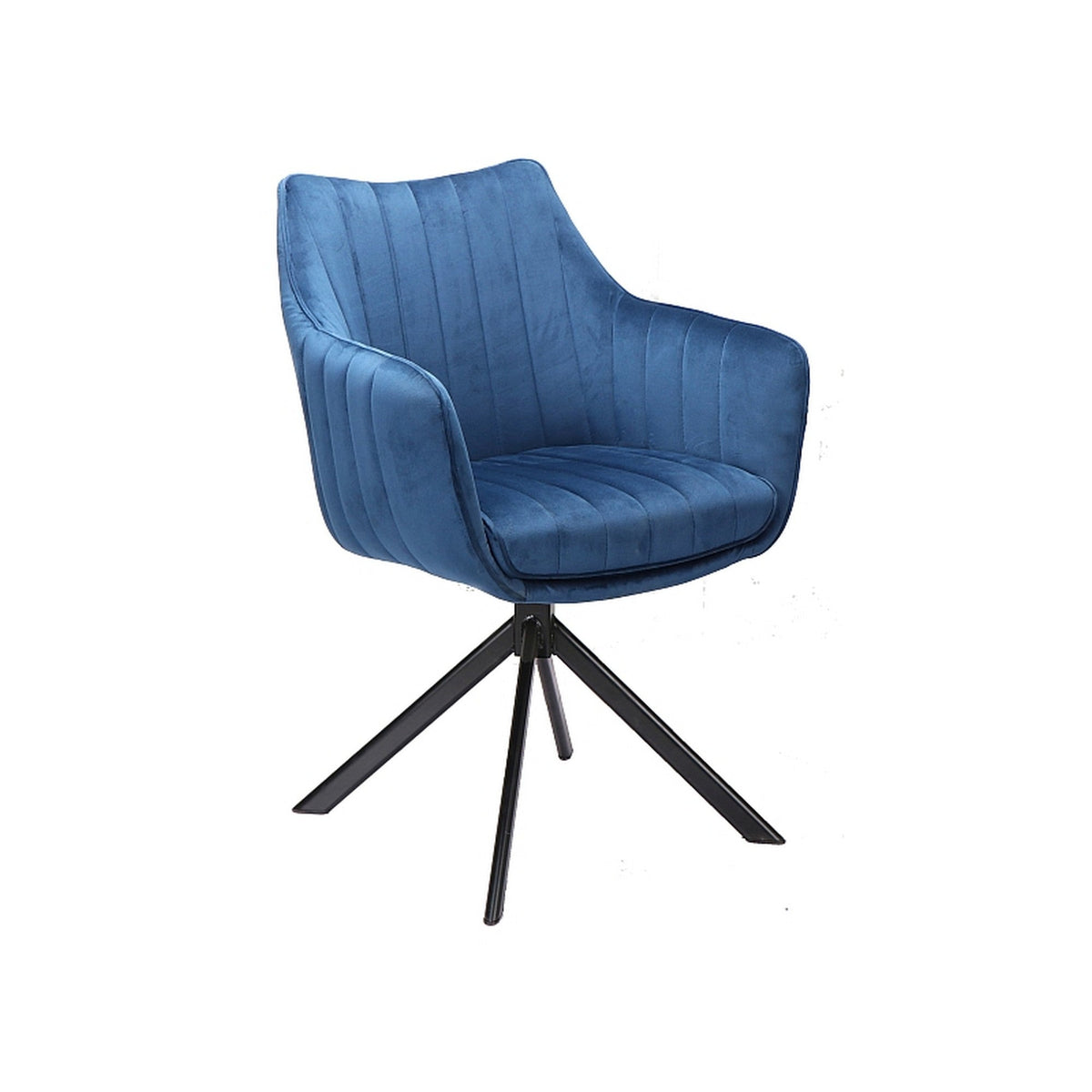 Scaun cu stofa din catifea Azalia, albastru, 61x44x86 cm