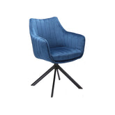 Scaun cu stofa din catifea Azalia, albastru, 61x44x86 cm