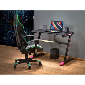 Birou de gaming cu led B40, negru/rosu, 100x60x74 cm