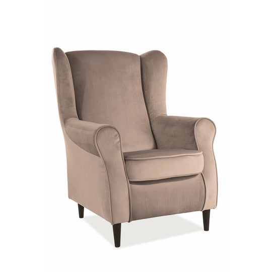 Fotoliu BARON, catifea bej/wenge, 80x75x101 cm