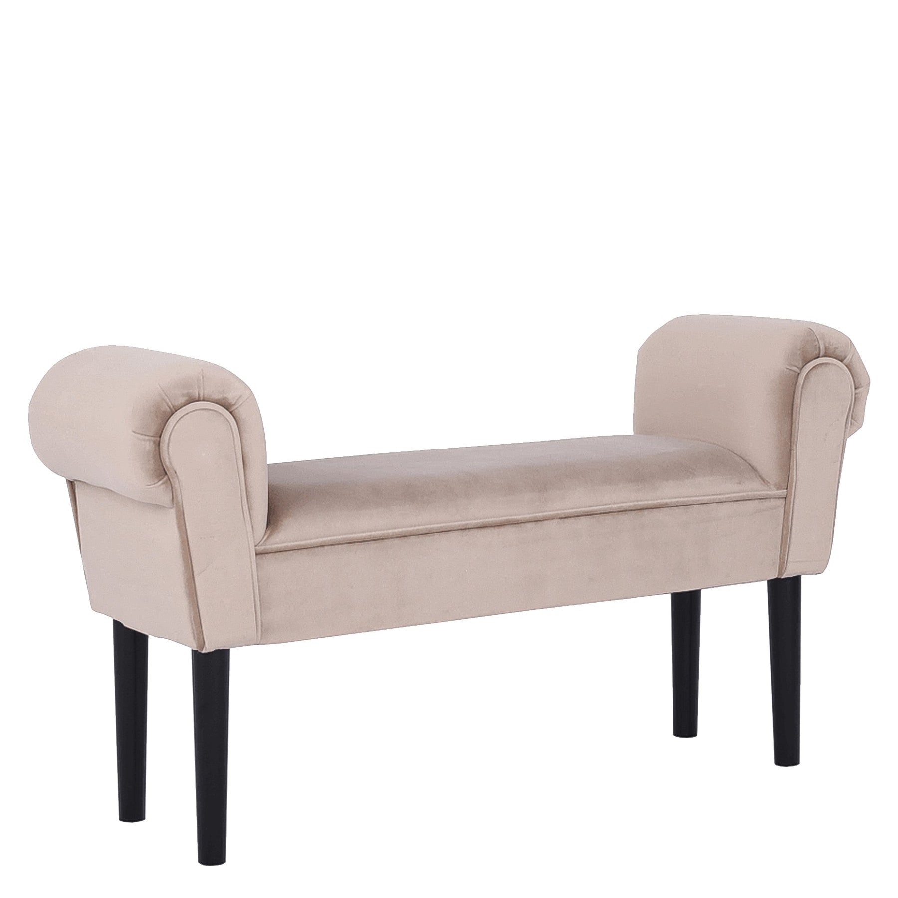 Bancuta BURDA, stofa catifelata/lemn, bej/negru, 100x30x56 cm