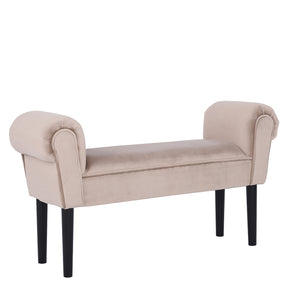 Bancuta BURDA, stofa catifelata/lemn, bej/negru, 100x30x56 cm