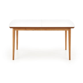 Masa BARRET, alb mat/stejar, 90/190x80x75 cm