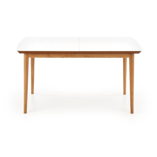 Masa BARRET, alb mat/stejar, 90/190x80x75 cm