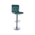 Scaun de bar C105, stofa catifelata, verde/negru, inaltime reglabila, 44x37x94/116