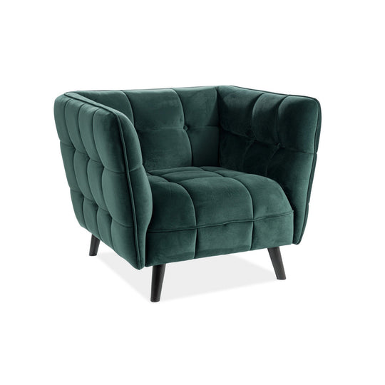 Fotoliu CASTELLO, stofa catifelata verde, 92x85x78